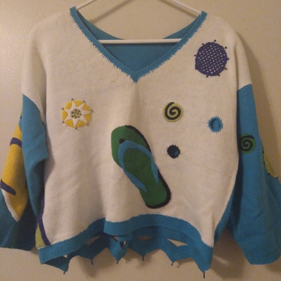 80's Vintage Marisa Christina/Lisa Nichols Flip Flop Cropped Sweater - Picture 12 of 16